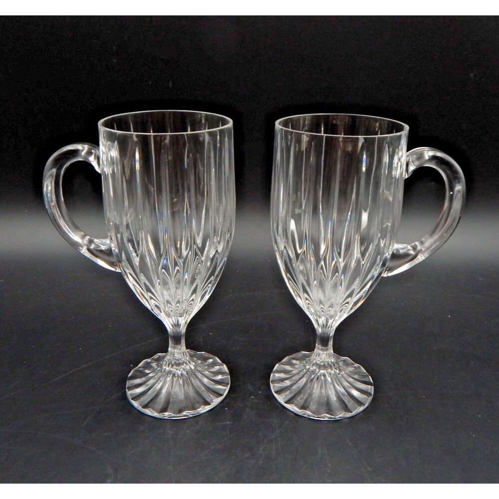 Mikasa Park Lane Crystal Irish Coffee Mugs Stemmed 7-1/4 In Glasses Set of 2